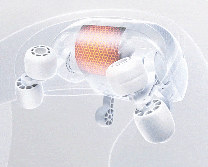 Cutaway view of the NeckEase kneading nodes and infrared heating panel